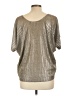 Kim & Cami Metallic Silver Short Sleeve Top Size L - photo 2