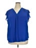 Chaus 100% Polyester Blue Short Sleeve Blouse Size XXL - photo 1