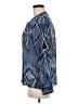 Parker 100% Silk Aztec Or Tribal Print Jacquard Blue Long Sleeve Silk Top Size M - photo 5