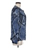 Parker 100% Silk Aztec Or Tribal Print Jacquard Blue Long Sleeve Silk Top Size M - photo 4