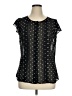 Worthington 100% Polyester Stars Black Short Sleeve Blouse Size XL - photo 1