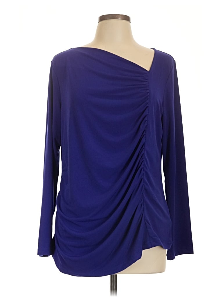 Pre-owned Susan Graver 3/4 Sleeve T-shirt In Blue