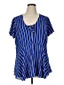 Torrid 100% Polyester Blue Short Sleeve Blouse Size 1X Plus (1) - photo 1
