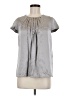 Vince. Metallic Silver Short Sleeve Silk Top Size M - photo 1