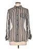 I.N. Studio Stripes Silver Long Sleeve Blouse Size L - photo 1