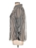 I.N. Studio Stripes Silver Long Sleeve Blouse Size L - photo 5