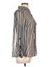 I.N. Studio Stripes Silver Long Sleeve Blouse Size L - photo 4