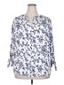 Monday Fun 100% Polyester Floral Blue 3/4 Sleeve Blouse Size 2X - photo 1