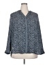 Grace 100% Polyester Animal Print Blue 3/4 Sleeve Blouse Size 2X - photo 1