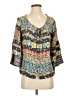 Johnny Was 100% Silk Floral Multi Color Black 3/4 Sleeve Blouse Size S - photo 1