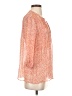 Joie 100% Silk Aztec Or Tribal Print Floral Polka Dots Orange 3/4 Sleeve Silk Top Size S - photo 4