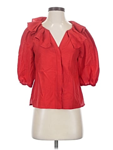 Madewell Ruffled Y-Neck Top in Cotton-Silk (view 1)