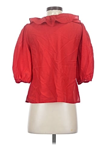Madewell Ruffled Y-Neck Top in Cotton-Silk (view 2)