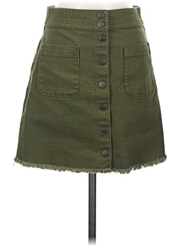Madewell Raw-Hem A-Line Mini Skirt in Kale (view 1)