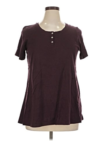 LOGO by Lori Goldstein Short Sleeve Henley (view 1)