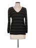 Lauren by Ralph Lauren 100% Silk Stripes Black Silk Pullover Sweater Size L - photo 1