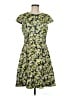 J.Crew 100% Polyester Print Yellow Casual Dress Size 8 - photo 1
