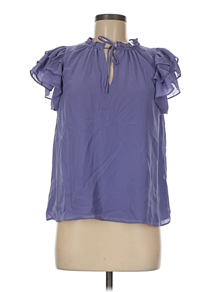 Pre-owned 1.state Short Sleeve Blouse In Purple