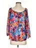 Lavender Brown 100% Polyester Blue 3/4 Sleeve Blouse Size S - photo 1