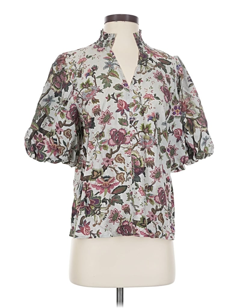 Pre-owned Thml Short Sleeve Blouse In Gray