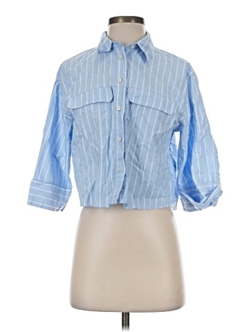 Zara 3/4 Sleeve Button-Down Shirt (view 1)
