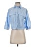 Zara Stripes Blue 3/4 Sleeve Button-Down Shirt Size S - photo 1