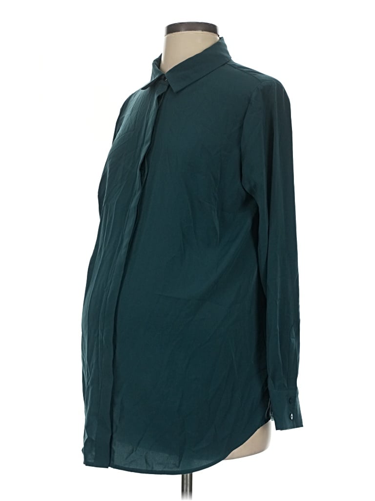 Pre-owned H&m Mama Long Sleeve Blouse In Teal