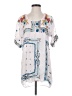 Johnny Was 100% Cupro Rayon Damask Floral Jacquard White Short Sleeve Blouse Size S - photo 1
