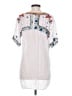 Johnny Was 100% Cupro Rayon Damask Floral Jacquard White Short Sleeve Blouse Size S - photo 2