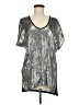 BCBGMAXAZRIA Metallic Silver Short Sleeve Top Size M - photo 1