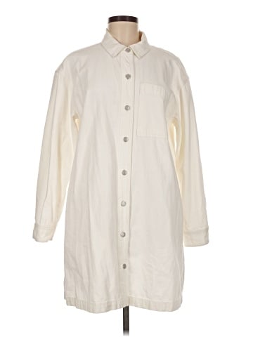 Madewell Denim Oversized Shirtdress in Tile White (view 1)