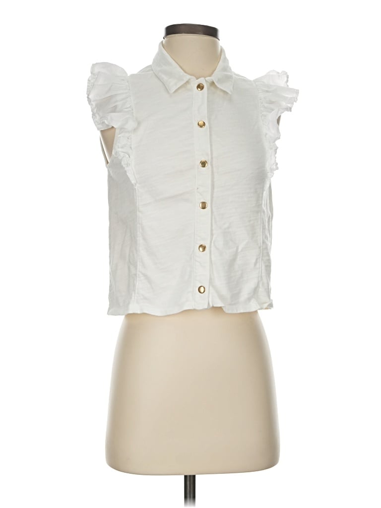 Pre-owned Nation Ltd Sleeveless Button Down Shirt In Ivory