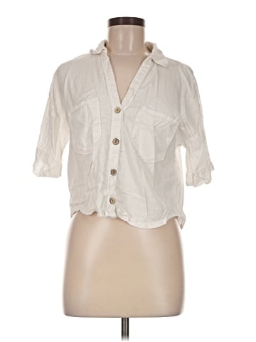 Zara 3/4 Sleeve Button-Down Shirt (view 1)