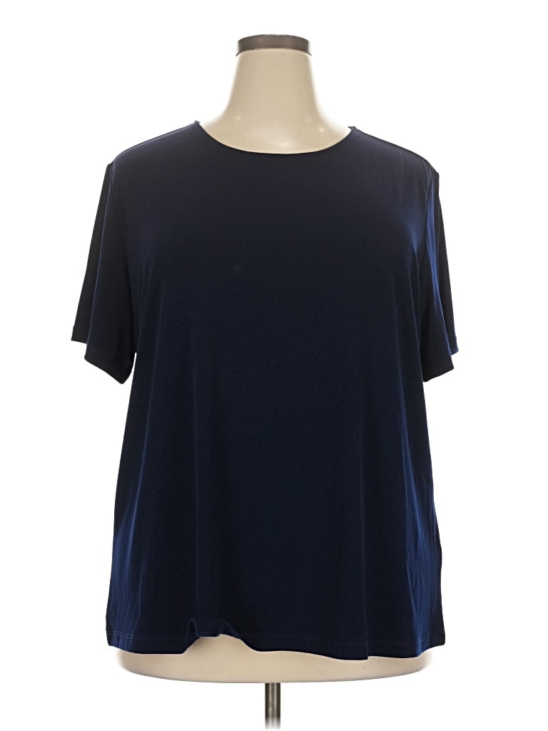 Pre-owned Susan Graver Short Sleeve Top Blue Crew Neck Tops