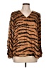 Adrienne 100% Polyester Brown Long Sleeve Blouse Size L - photo 1