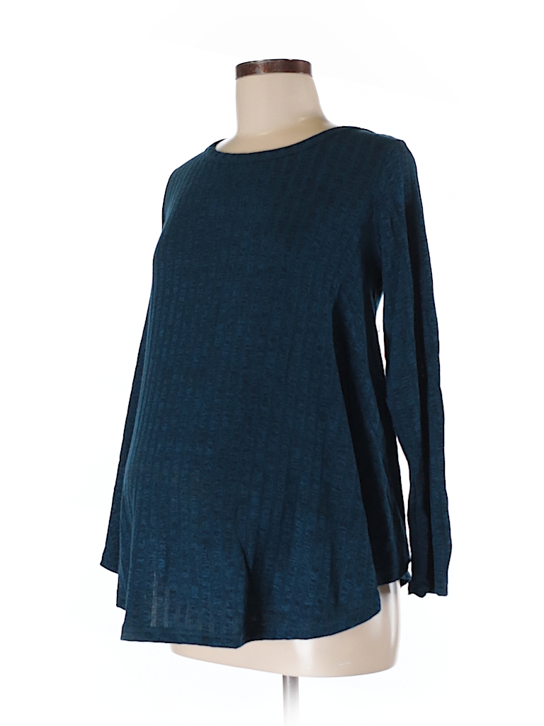 Inspire Maternity Solid Colored Teal Long Sleeve Top Size M (Maternity) - photo 1