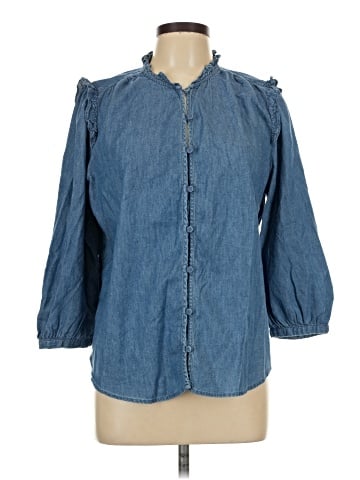 LC Lauren Conrad 3/4 Sleeve Button-Down Shirt (view 1)