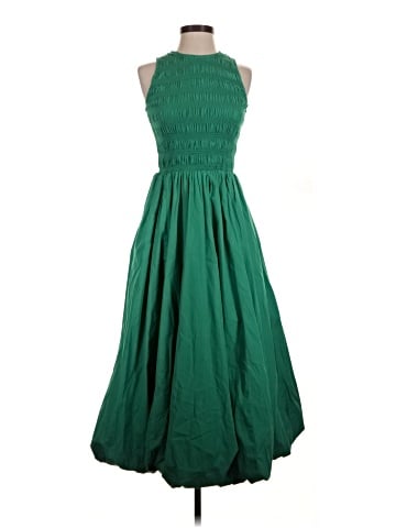 Madewell The Melody Bubble-Hem Smocked Midi Dress in Poplin (view 1)