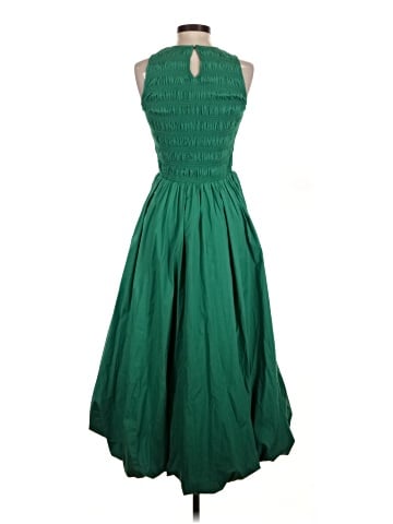 Madewell The Melody Bubble-Hem Smocked Midi Dress in Poplin (view 2)