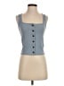 Madewell Blue Ribbed Button-Front Crop Tank Size XS - photo 1
