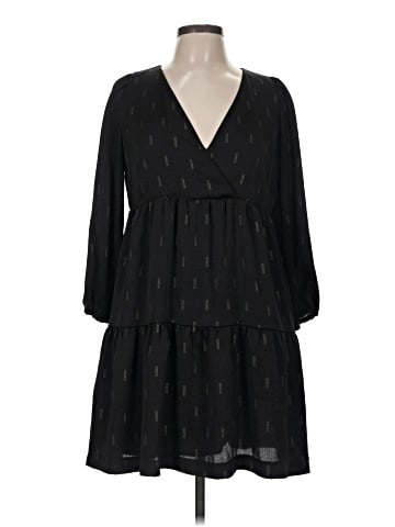 Madewell Metallic Jacquard Faux-Wrap Tiered Mini Dress (view 1)