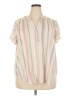 Torrid Stripes Ivory Short Sleeve Blouse Size 2X Plus (2) - photo 1