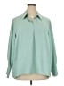 Halogen 100% Polyester Solid Green Long Sleeve Blouse Size 2X - photo 1