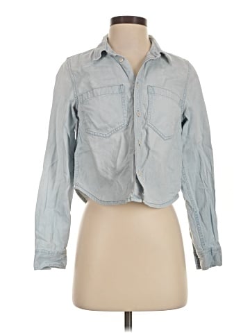 Madewell Cotton-Hemp Denim Button-Up Crop Shirt (view 1)