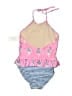 Tea Chevron-herringbone Pink One Piece Swimsuit Size 12 - photo 2