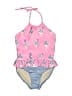 Tea Chevron-herringbone Pink One Piece Swimsuit Size 12 - photo 1