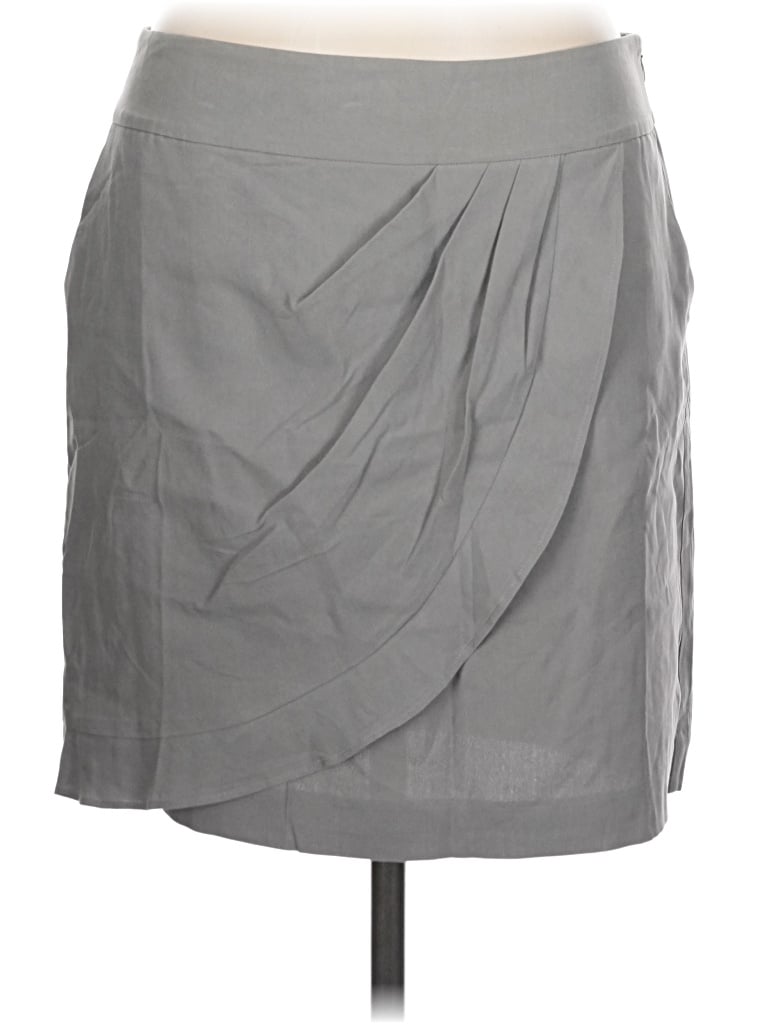 Ann Taylor Loft Silk Skirt In Gray