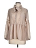Angie 100% Polyester Tan Long Sleeve Blouse Size M - photo 1