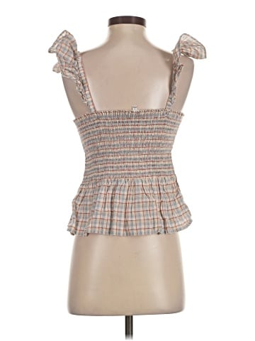 Madewell Seersucker Lucie Smocked Peplum Top in Rainbow Plaid (view 2)
