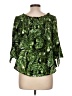 Rosette 100% Polyester Green 3/4 Sleeve Blouse Size L - photo 2